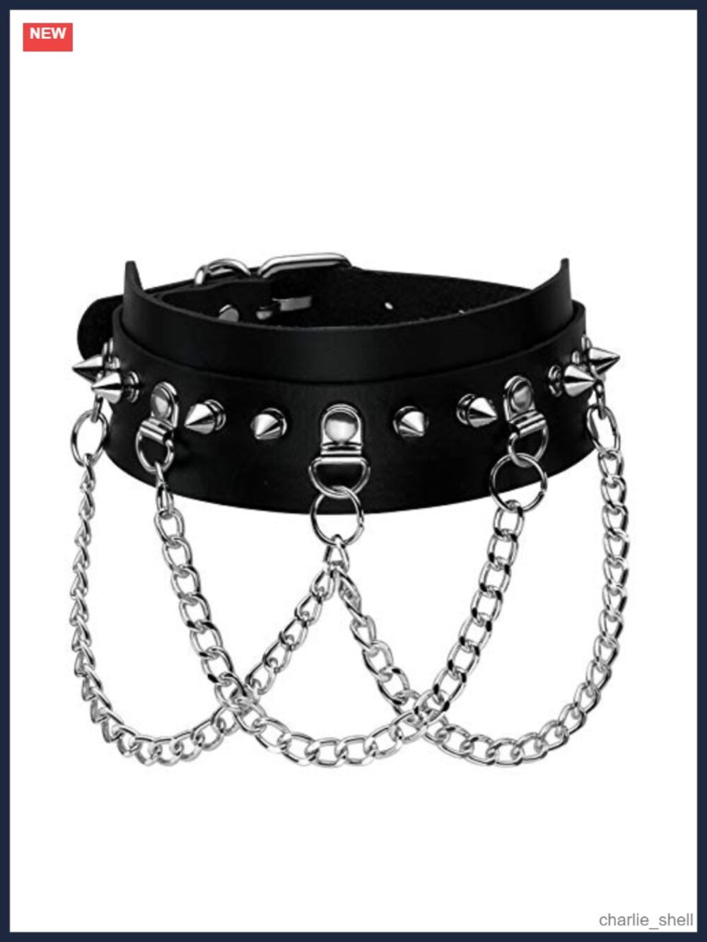 Punk Gothic Spiked Choker Necklace PU Leather Adjustable Vintage Collar